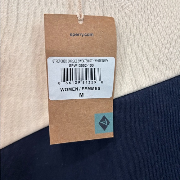 Sperry | Cream and Navy Crew Neck Sweater |Size Medium - Picture 4 of 5